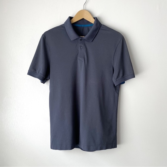 Lululemon Mens Short Sleeve Polo Shirt Dark Grey - Picture 1 of 8
